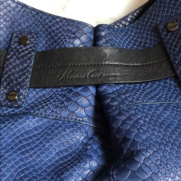 Kenneth Cole Navy Python Hobo Bag - Picture 2 of 8